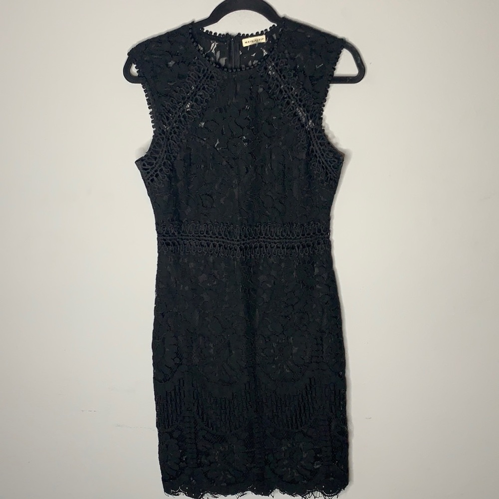MAIN STRIP Black lace sheath dress L